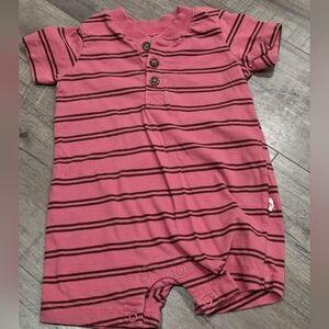 Carters Baby Boys 6 Months Burgundy Striped Romper Short Sleeve